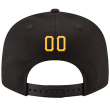Load image into Gallery viewer, Custom Black Gold-White Stitched Adjustable Snapback Hat
