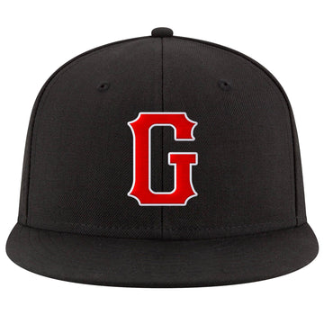 Custom Black Red-White Stitched Adjustable Snapback Hat