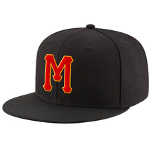 Load image into Gallery viewer, Custom Black Red-Gold Stitched Adjustable Snapback Hat
