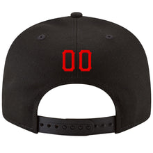 Load image into Gallery viewer, Custom Black Red-Gold Stitched Adjustable Snapback Hat
