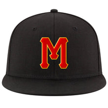 Load image into Gallery viewer, Custom Black Red-Gold Stitched Adjustable Snapback Hat
