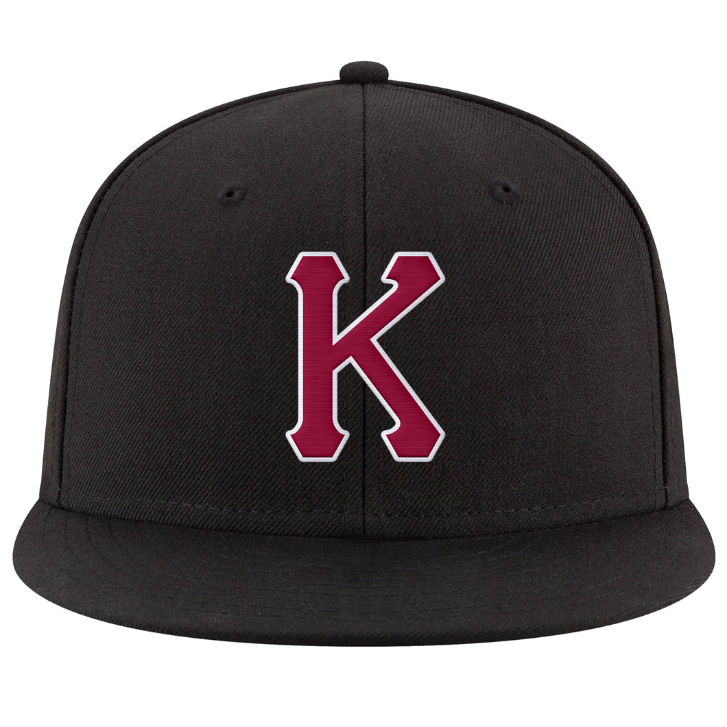 Custom Black Crimson-White Stitched Adjustable Snapback Hat