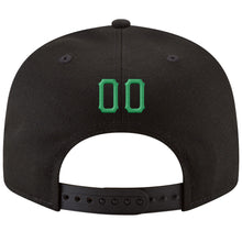 Load image into Gallery viewer, Custom Black Kelly Green-White Stitched Adjustable Snapback Hat
