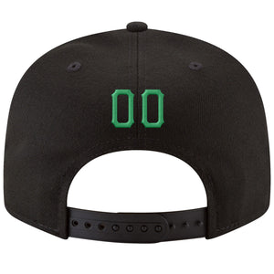Custom Black Kelly Green-White Stitched Adjustable Snapback Hat