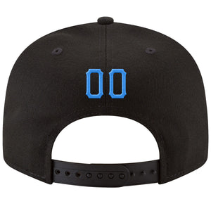 Custom Black Powder Blue-White Stitched Adjustable Snapback Hat