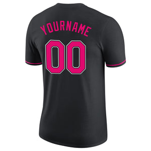 Custom Black Pink-White Performance T-Shirt