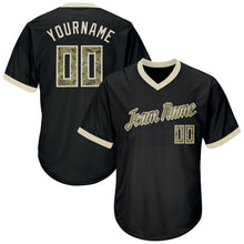 Load image into Gallery viewer, Custom Black Camo-Cream Authentic Throwback Rib-Knit Baseball Jersey Shirt
