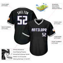 Load image into Gallery viewer, Custom Black White-Purple Authentic Throwback Rib-Knit Baseball Jersey Shirt
