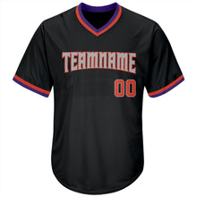 Load image into Gallery viewer, Custom Black Orange-Gray Authentic Throwback Rib-Knit Baseball Jersey Shirt
