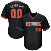 Load image into Gallery viewer, Custom Black Orange-Gray Authentic Throwback Rib-Knit Baseball Jersey Shirt
