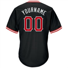 Load image into Gallery viewer, Custom Black Red-White Authentic Throwback Rib-Knit Baseball Jersey Shirt
