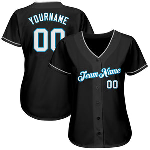Custom Black White-Panther Blue Authentic Baseball Jersey