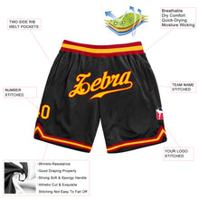 Load image into Gallery viewer, Custom Black Gold-Red Authentic Throwback Basketball Shorts
