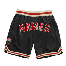 Load image into Gallery viewer, Custom Black Red-Cream Authentic Throwback Basketball Shorts
