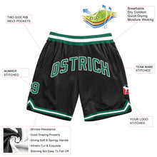 Load image into Gallery viewer, Custom Black Kelly Green-White Authentic Throwback Basketball Shorts
