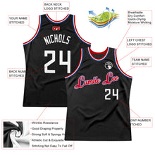 Load image into Gallery viewer, Custom Black White-Red Authentic Throwback Basketball Jersey
