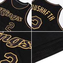 Load image into Gallery viewer, Custom Black Black-Old Gold Authentic Throwback Basketball Jersey
