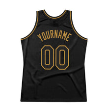 Load image into Gallery viewer, Custom Black Black-Old Gold Authentic Throwback Basketball Jersey
