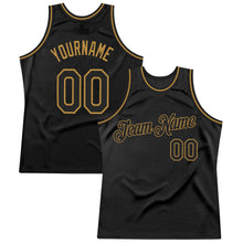 Load image into Gallery viewer, Custom Black Black-Old Gold Authentic Throwback Basketball Jersey
