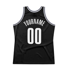 Load image into Gallery viewer, Custom Black White Authentic Throwback Basketball Jersey
