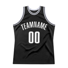 Load image into Gallery viewer, Custom Black White Authentic Throwback Basketball Jersey
