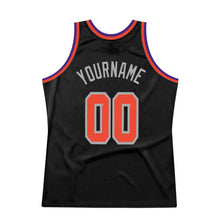 Load image into Gallery viewer, Custom Black Orange-Gray Authentic Throwback Basketball Jersey
