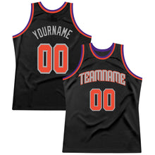 Load image into Gallery viewer, Custom Black Orange-Gray Authentic Throwback Basketball Jersey
