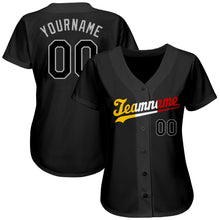 Load image into Gallery viewer, Custom Black Black-Gold Authentic Split Fashion Baseball Jersey
