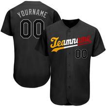 Load image into Gallery viewer, Custom Black Black-Gold Authentic Split Fashion Baseball Jersey
