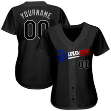 Load image into Gallery viewer, Custom Black Black-Royal Authentic Split Fashion Baseball Jersey
