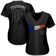 Load image into Gallery viewer, Custom Black Black-Orange Authentic Split Fashion Baseball Jersey
