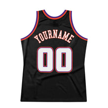 Load image into Gallery viewer, Custom Black White-Purple Authentic Throwback Basketball Jersey
