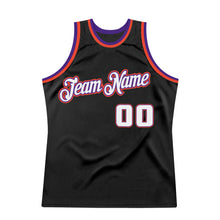 Load image into Gallery viewer, Custom Black White-Purple Authentic Throwback Basketball Jersey

