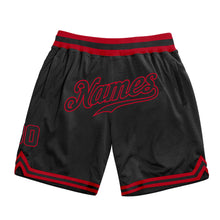 Load image into Gallery viewer, Custom Black Black-Red Authentic Throwback Basketball Shorts
