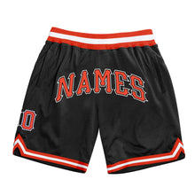 Load image into Gallery viewer, Custom Black Orange-White Authentic Throwback Basketball Shorts
