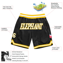 Load image into Gallery viewer, Custom Black White-Gold Authentic Throwback Basketball Shorts
