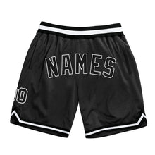 Load image into Gallery viewer, Custom Black Black-White Authentic Throwback Basketball Shorts
