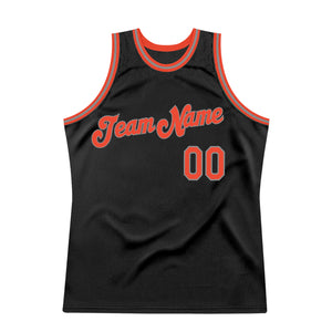 Custom Black Orange-Gray Authentic Throwback Basketball Jersey