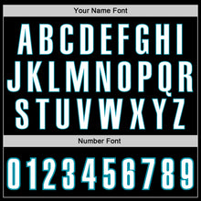 Load image into Gallery viewer, Custom Black White-Teal Authentic Throwback Basketball Jersey
