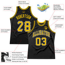 Load image into Gallery viewer, Custom Black Gold-White Authentic Throwback Basketball Jersey
