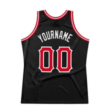 Load image into Gallery viewer, Custom Black Red-White Authentic Throwback Basketball Jersey
