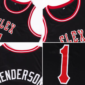 Custom Black Red-White Authentic Throwback Basketball Jersey