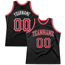 Load image into Gallery viewer, Custom Black Red-White Authentic Throwback Basketball Jersey
