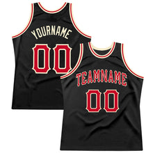 Load image into Gallery viewer, Custom Black Red-Cream Authentic Throwback Basketball Jersey

