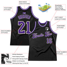 Load image into Gallery viewer, Custom Black Purple-Cream Authentic Throwback Basketball Jersey
