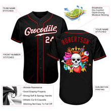 Load image into Gallery viewer, Custom Black White-Red Authentic Skull Fashion Baseball Jersey
