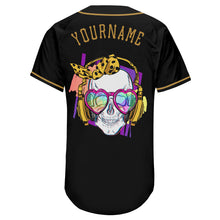 Load image into Gallery viewer, Custom Black Black-Old Gold Authentic Skull Fashion Baseball Jersey
