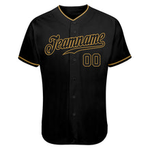 Load image into Gallery viewer, Custom Black Black-Old Gold Authentic Skull Fashion Baseball Jersey
