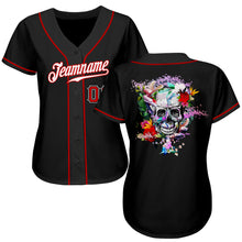 Load image into Gallery viewer, Custom Black White-Red Authentic Skull Fashion Baseball Jersey
