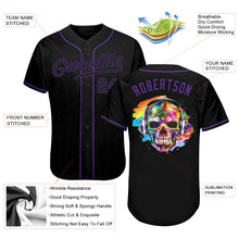 Load image into Gallery viewer, Custom Black Black-Purple Authentic Skull Fashion Baseball Jersey
